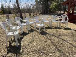 8 White Lawn Chairs